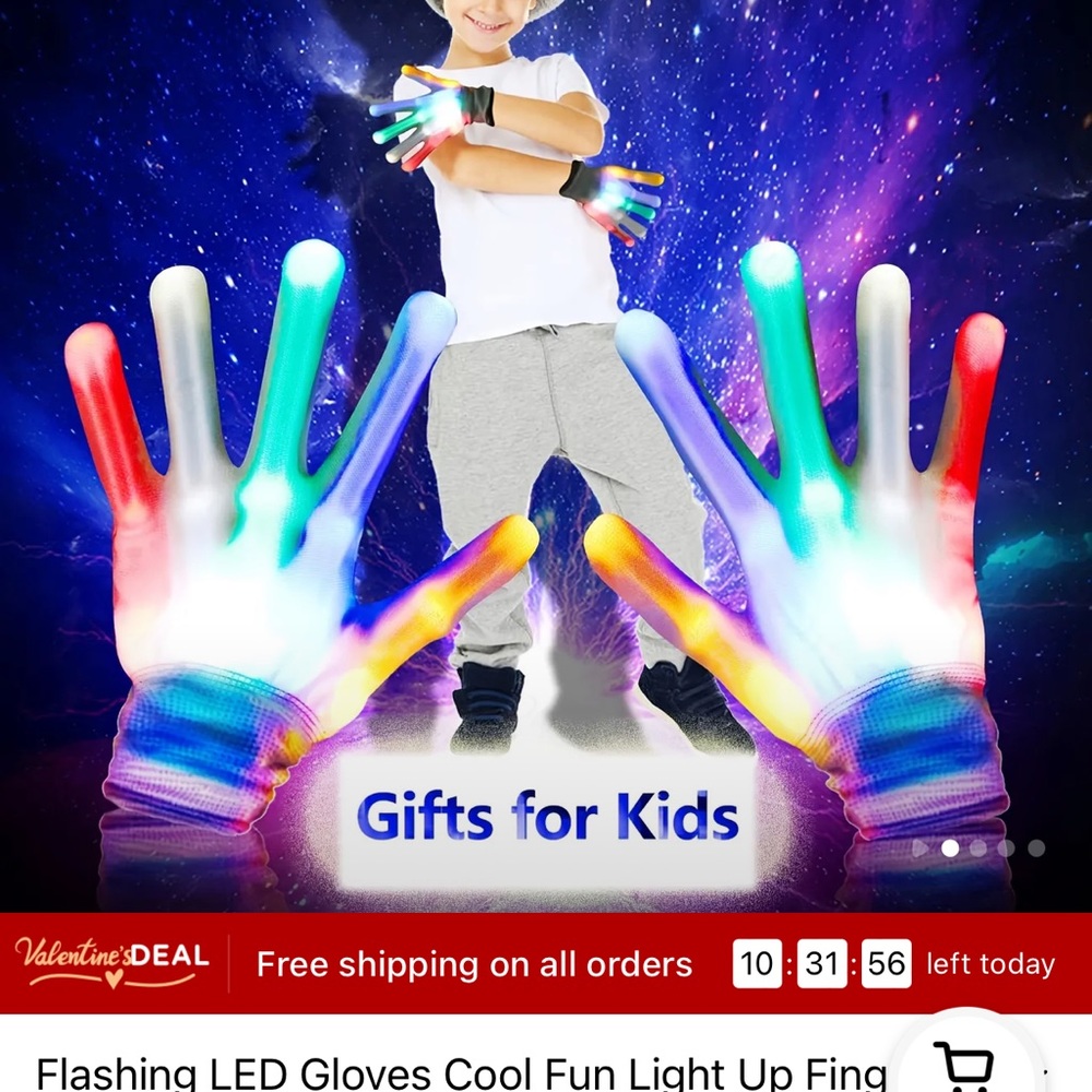 Led light up gloves. 2 sensor pods